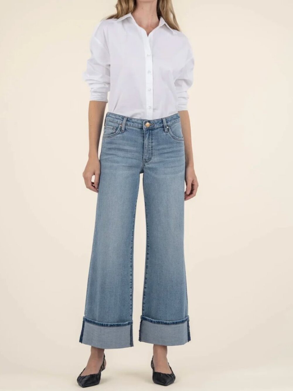 Kut From the Kloth Meg Fab Ab Wide Leg High Rise Jeans Size 14